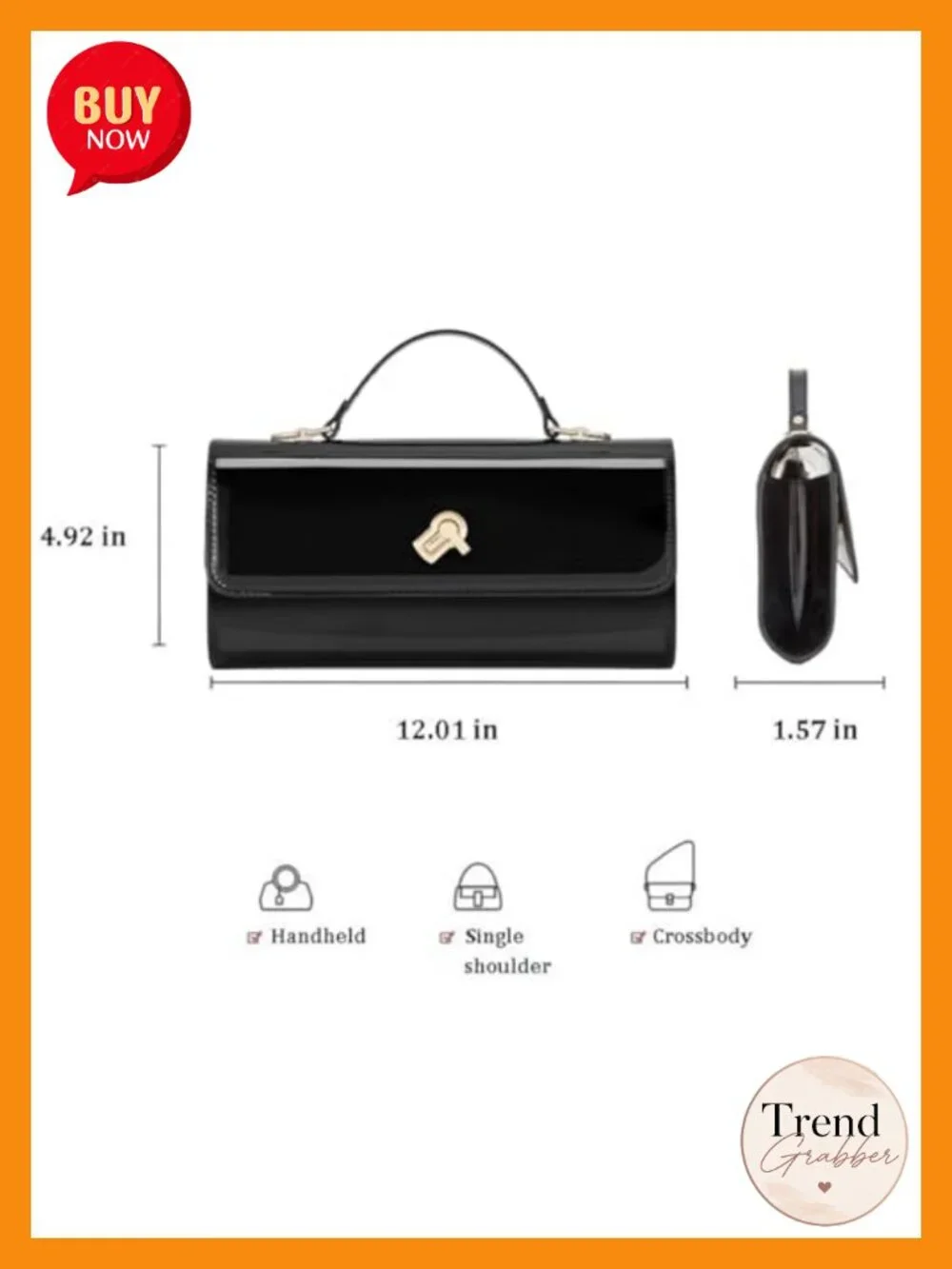 Metallic PU Leather Evening Clutch Bag Square Box Purse with Chain Strap